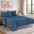 thumbnail image 3 of Lux Decor Twin XL 4 Piece Bed Sheet Set - Paisley Printed Microfiber Sheets, Ultra Soft, Deep Pocket, Wrinkle-Free, Breathable, OEKO-TEX Certified - Twin XL, Navy Blue, 3 of 10