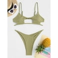 thumbnail image 3 of ZAFUL Women Swimsuit Ribbed Star Shaped Bikini Swimwear Light Green M, 3 of 6