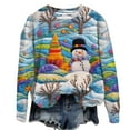 thumbnail image 2 of asdoklhq Clearance Plus Size Christmas Clothing,Women's Christmas Printed Round Neck Long Sleeved Top Loose Fitting Sweater, 2 of 3