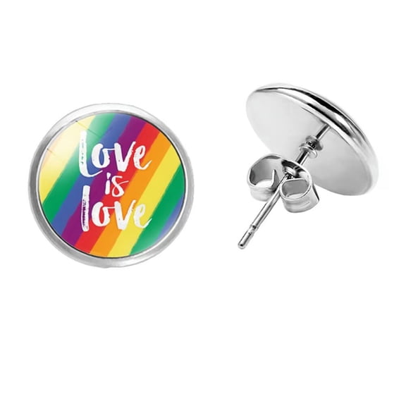 HIJONES Colorful LGBT Pride Stud Earrings for Women Men Lesbian Bisexual Transgender Nonbinary Asexual Earrings Jewelry Love is Love