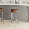 thumbnail image 3 of Emma + Oliver Weathered Brown Swivel Seat Double Ring Bar Stool - Set of 2, 3 of 10