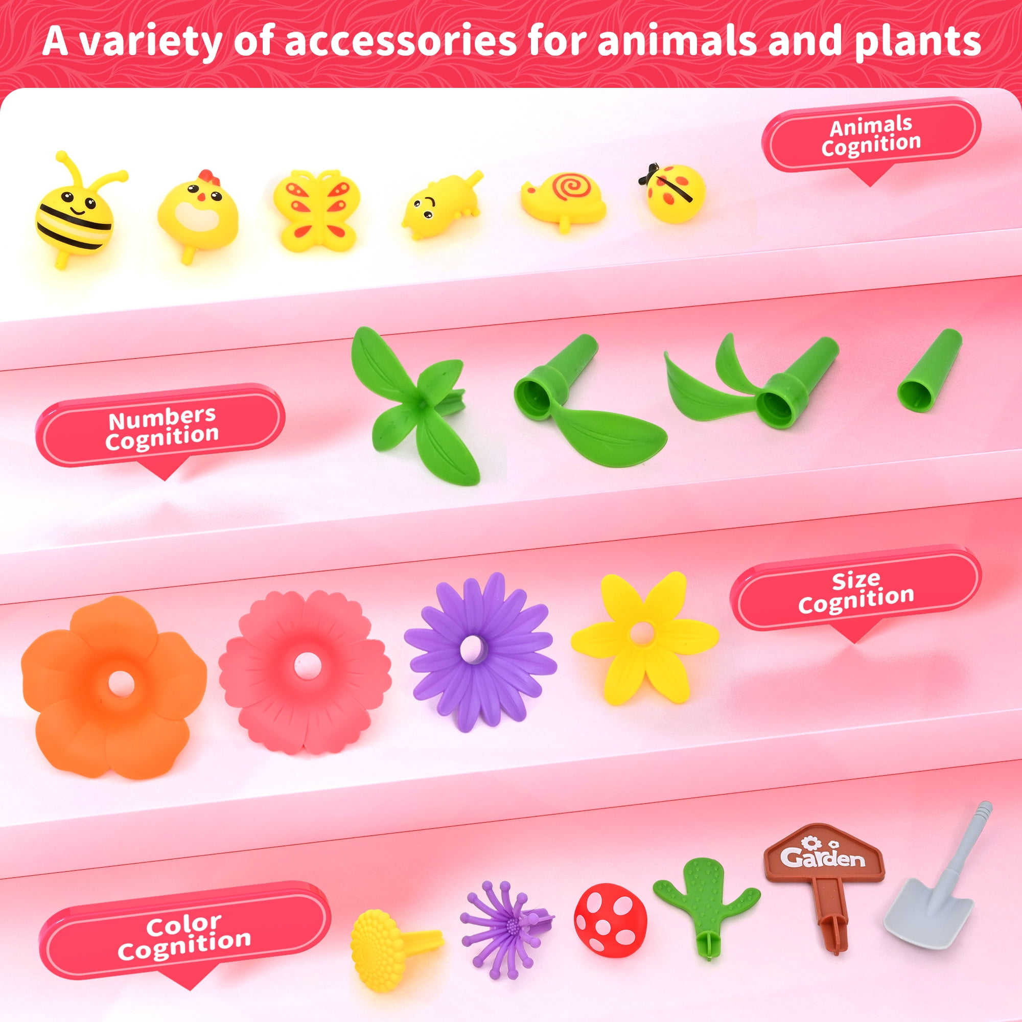 Flower Building Block Set - 322 PCS Flower Garden Toy Set for Girls, STEM Educational Kids Toys, Brain Development Preschool Kindergarten Toy for Girls 3-8