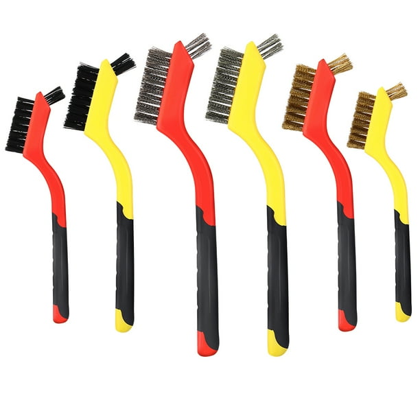 Destyer 6pcs Cleaning Brushes Curved Handle Scrubbing Brushes Stainless