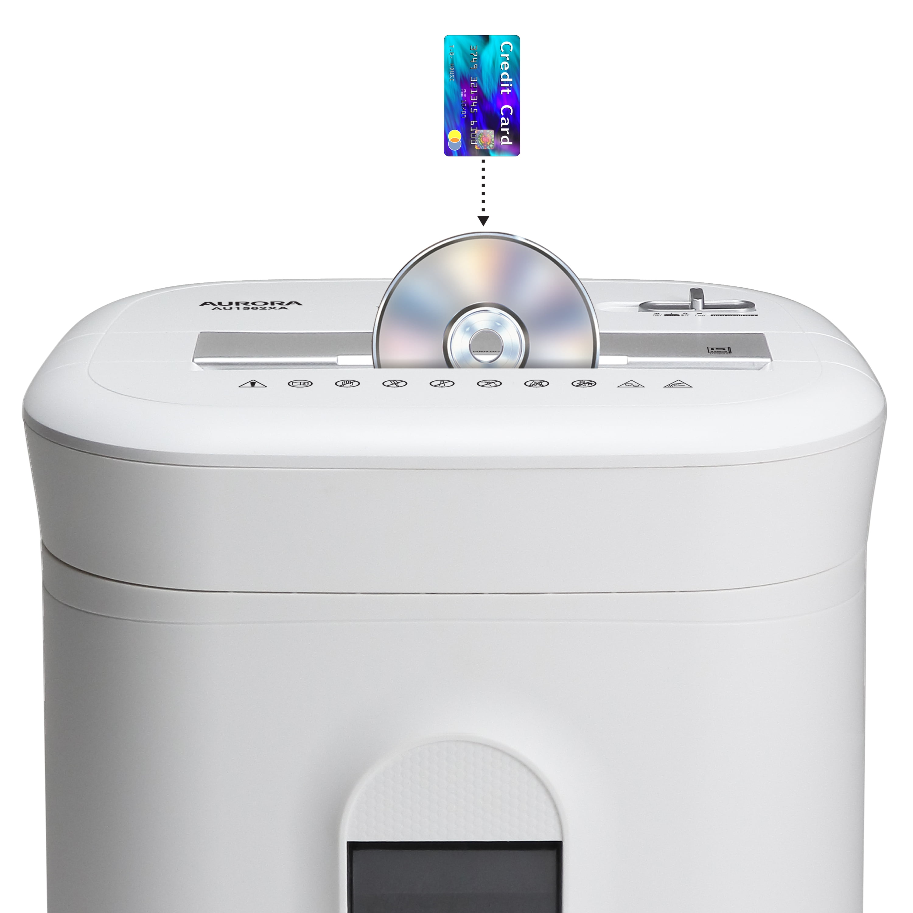 Aurora AU1562XA Heavy Duty Anti-Jam 15-Sheet Crosscut Shredder/60 Min Run Time/ 6-Gallon Pullout Basket, White