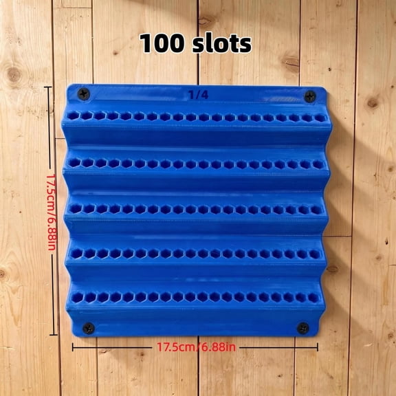 Professional 1/4" Hex Bit Storage System, 45/60/100 Slot Wall Mount Organizer Rack, Heavy Duty Garage Tool Storage for Impact Driver & Screwdriver Bits, Workshop Wall Organization