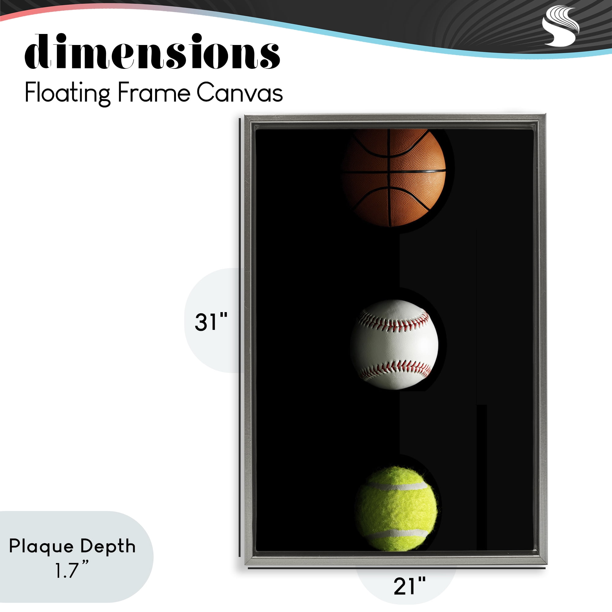 Stupell Industries Sports Balls Spotlight Gray Framed Floater Canvas Wall Art, design by Jesse Keith