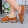 thumbnail image 5 of NOKIO Kids Winter Loafer Boots Fleec𝖾 Sherpa Lined Metal Buckle Decor Thick Lug Sole Suede Upper Non‑Slip Warm Indoor Outdoor Footwear for Boys Girls, 5 of 8