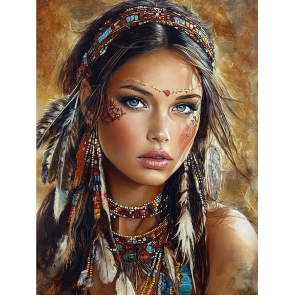 DIY American Native Indian Women 11CT Pre-Printed Cross Stitch Kit for Adults & Beginners, Easy Needlepoint Pattern for DIY Home Décor & Crafts 167