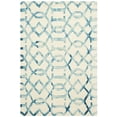thumbnail image 2 of Safavieh Dip Dye Anglia Distressed Wool Area Rug, Ivory/Turquoise, 4' x 6', 2 of 11