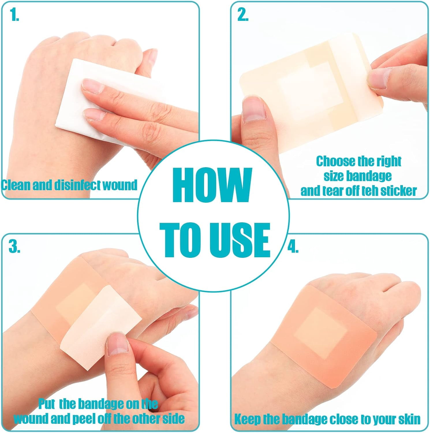 720 Pcs Assorted Bandages Variety Styles Flexible Fabric Adhesive Breathable Fingertip Knuckle Spot Bandages Bulk Waterproof for Arms Knees First Aid Wound Care Scrapes Blister