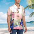 thumbnail image 5 of Daiia Butterfly And Flowers Hawaiian Shirt for Men Gentle Cotton Regular Short Sleeve Casual-3X-Large, 5 of 9