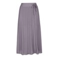 thumbnail image 3 of Aueoeo Womens Flowy Pleated Skirts A Line Elastic High Waisted Midi Skirt Bohemian Vintage Long Skirt Purple S, 3 of 4