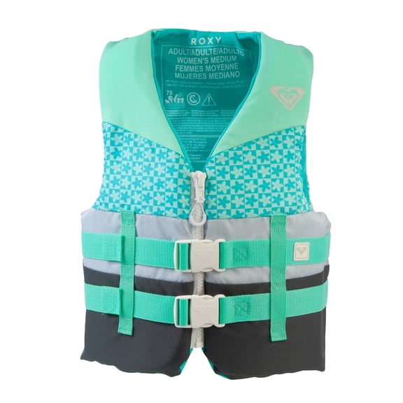 ROXY USCG Approved Women's Life Vest, Light-weight EPE Foam with Two Quick Release Buckles, for Boating, Fishing & Kayaking - M Size
