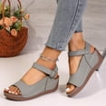 thumbnail image 2 of Sandalias de Cuña de Estilo de Tacones Blancos Del Dedo Del Pie Cerrado con Correa de Tobillo, Sandalias de Cuña de las Mujeres Casuales Más Tamaño Primavera Verano, 2 of 9