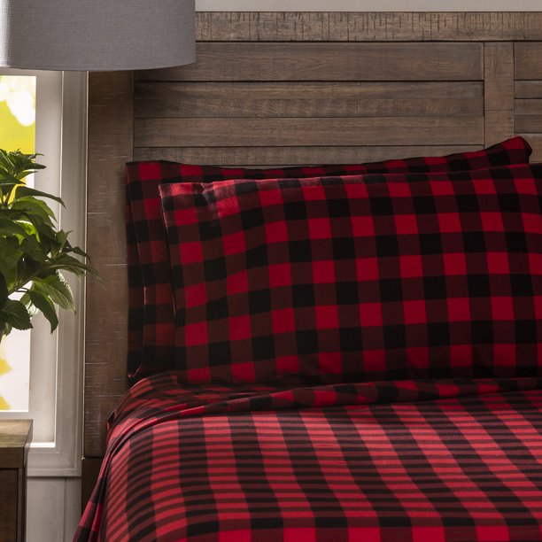 Mainstays Flannel Sheet Set Buffalo Check King Walmart Com Walmart Com
