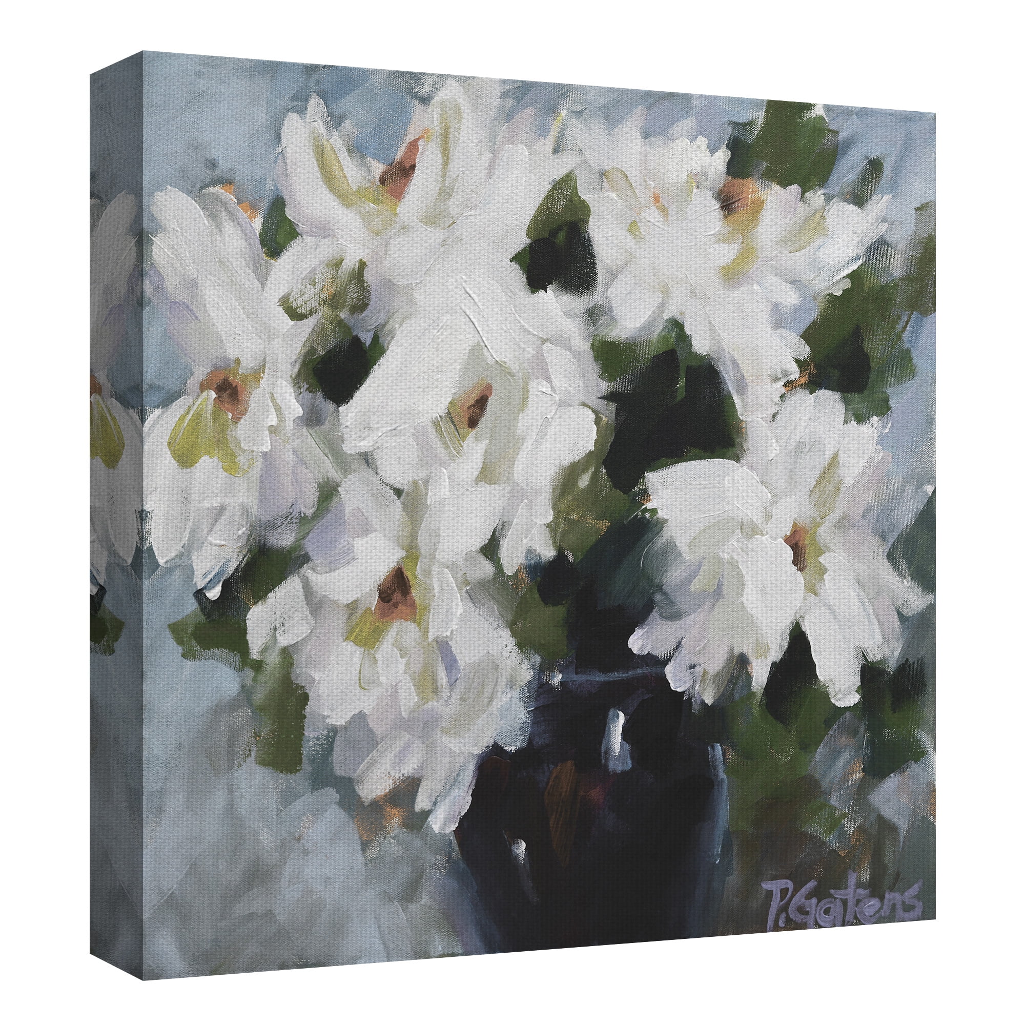Masterpiece Art Gallery White Peony Bouquet Soft By Pamela Gatens Canvas Art Print 35" x 35"