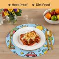 thumbnail image 4 of Blue Children's Day Round 13 Inch Placemats Set of 2, Car Tree Stars Modern Abstract Art Cartoon HeatResistant Non Slip Place Mats for Dining Table, Wipeable Kitchen Table Mats for Housewarming, 4 of 9