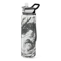 Qxltty Black Dragon Water Bottle 32 oz with Straw BPA Free Reusable Fitness Sport Bottle Perfect for Travel School Outdoors and Gym