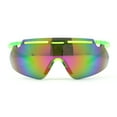 thumbnail image 1 of Color Mirror Minimalist Half Rim Shield Sport Wrap Around Sunglasses Green Rainbow Mirror, 1 of 4