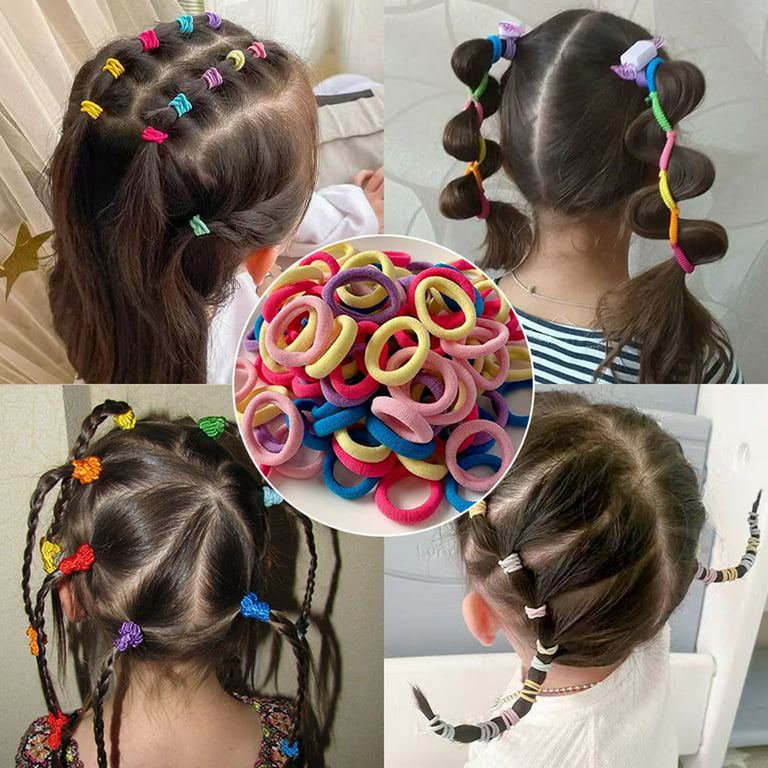 keusn pack hair ties baby toddlers girls elastics hair bands black colorful small  rubber bands ponytail pigtails holders not harm to hair 