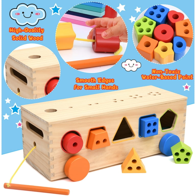 Building Block Set Natural Wood Toy, Montessori Toy, Educational