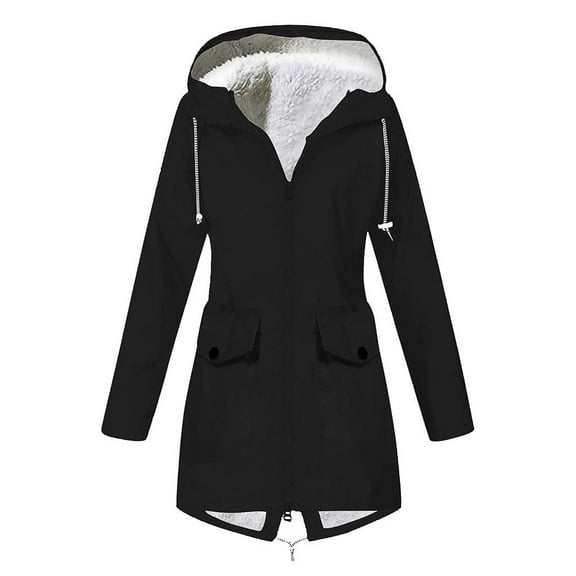 Rigardu Clearance Sale Winter Coats for Women Women's Autumn and Winter Warm Long Hooded Quilted Jacket Womens Coats Black L