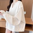 thumbnail image 5 of Sexlip Oversized Sweatshirt for Women Crewneck Long Sleeve Pullover Hoodies Tops Solid Color Fall Fashion Outfits Clothes White XXL, 5 of 9