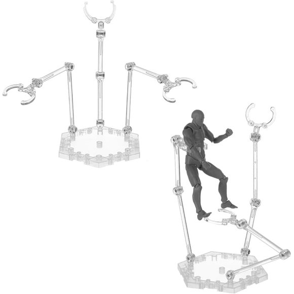 Soporte para figuras de acción de 2 piezas, soporte transparente para Gundam, soporte para figuras de acción ensambladas para peleas de 3 personas, soporte de exhibición para modelos de muñecas con