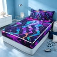 thumbnail image 3 of Erosebridal Ocean Jellyfish Zipper Twin Comforter Sets with Fitted Sheet and 2 Pillowcases, Sea Animal Zipper Bedding Set, Black Reversible, 3 of 7