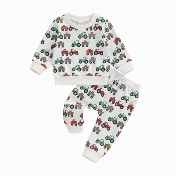 KPOPLK Baby Toddler Boy Clothes Fall Winter Outfit Long Sleeve Sweatshirts Pants Set 3 6 9 12 18 Months,Size 12-18 Months