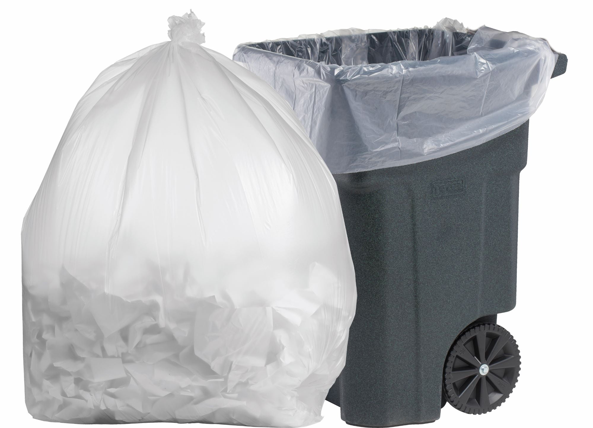 PlasticMill 100 Gallon, Clear, 1.3 Mil, 67x79, 50 Bags/Case, Garbage Bags / Trash Can Liners.