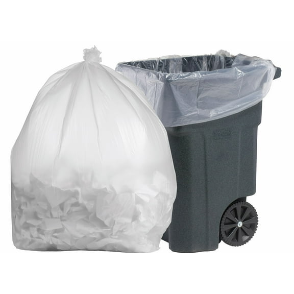PlasticMill 95 Gallon, Clear, 1.5 Mil, 61x68, 30 Bags/Case, Garbage Bags / Trash Can Liners.