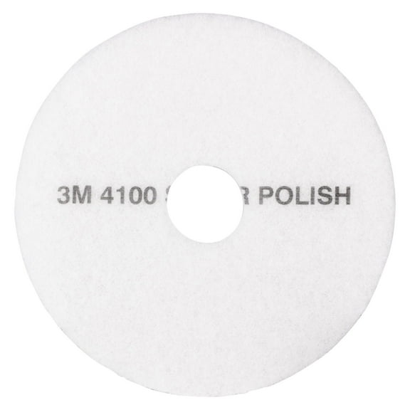 3M™ 4100 Super Polishing Floor Pads, 19" Diameter, White, Pack Of 5