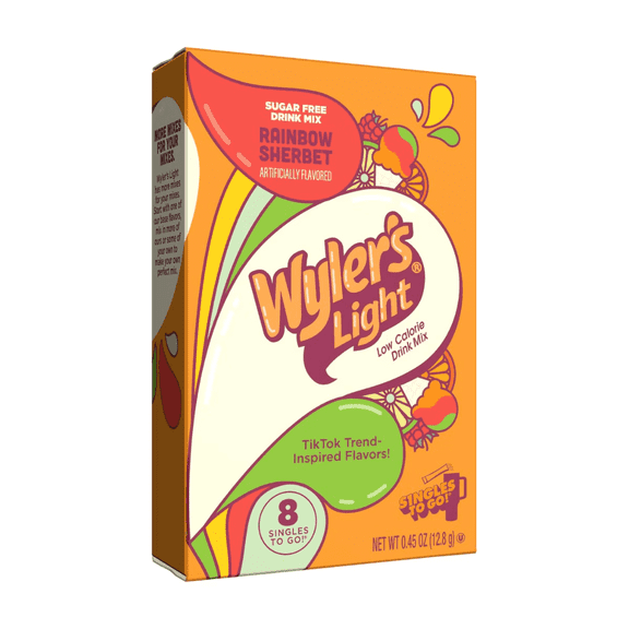 Wyler's Light Watertok Fun Flavor, Rainbow Sherbet, To Go Pack, 1 Flavor, 0.45 oz., 8 Count