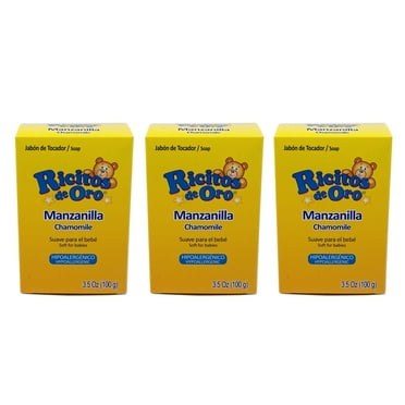 Ricitos de Oro Chamomile Baby Soap. Protects and Moisturizes Your Baby's Skin. Hypoallergenic and Perfect for Daily Use. 3.5 oz / 100 G. Pack of 3