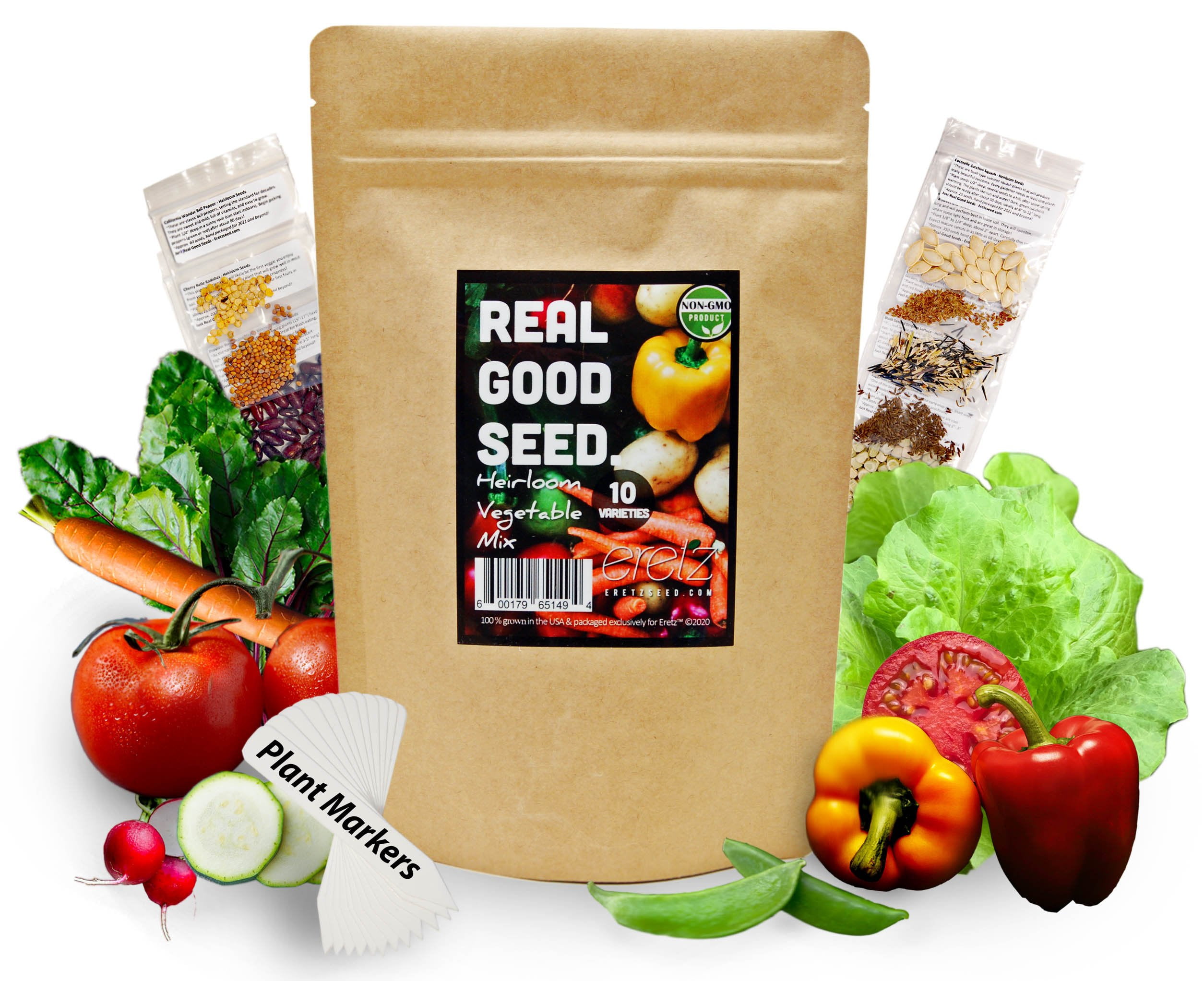 Heirloom Vegetable Seed Variety Pack by Eretz 10 Popular Varieties Plus