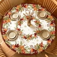thumbnail image 4 of Fall Leaf Round Tablecloth, Rustic Farmhouse Thanksgiving Holiday Polyester Circle Table Cover for Dining Room Home Decor 47 In B, 4 of 6
