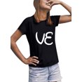 thumbnail image 1 of Bellella Hauts pour Hommes Blouse à Manches Courtes T-Shirt de la Saint-Valentin T-Shirt Décontracté à Col Rond Tee Femmes Femmes Noir TP, 1 of 2
