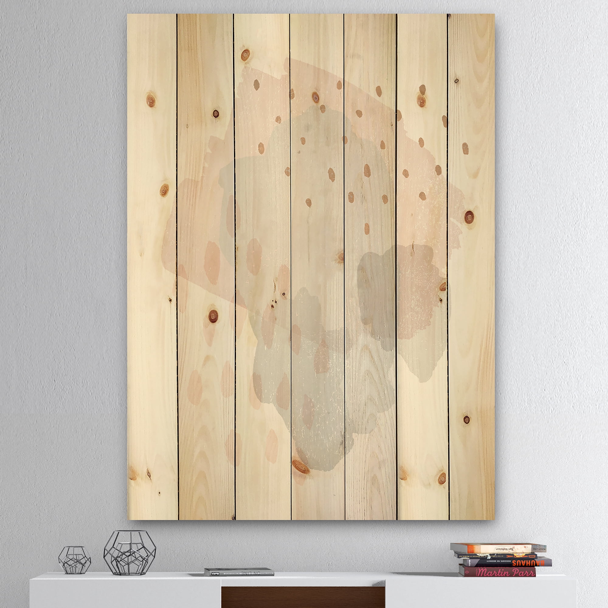 Designart 'Watercolor Minimal Blush II' Transitional Print on Natural Pine Wood
