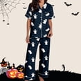thumbnail image 4 of FASHOFT Halloween Pajama Sets for Women 2 Piece Soft Long Sleeve Button Down Sleepwear Top and PJ Pants Loungewear Set Navy XXL, 4 of 7