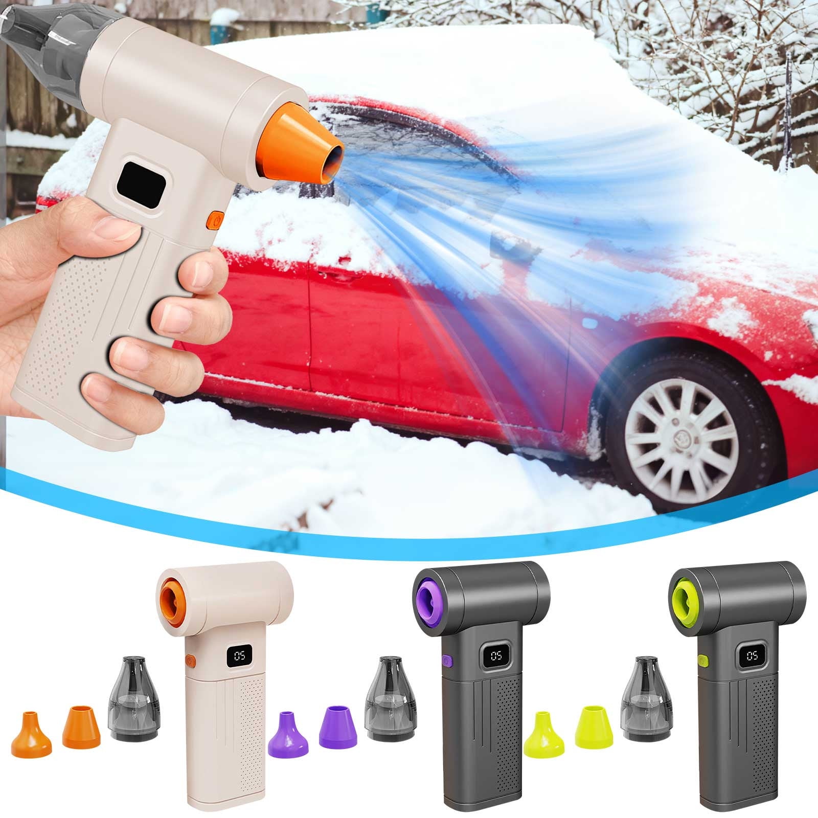 COM1950s Portable Handheld Turbo Fan, High Speed Blower for Car Cleaning, Camping Air Duster, USB Rechargeable Battery Powered Mini Air Blaster for Dusting, Drying, Outdoor Use
