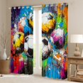thumbnail image 3 of Feelyou Cartoon Football Print Black Out Curtains, Fashion Splatter Artwork Curtains Pack of 2 (42x63 Each), Teens Kids Girls Boys Bedroom Curtains, Blackout Curtains Room Decor, 3 of 7