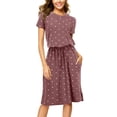 thumbnail image 1 of SMihono Robe d'Été Grande Taille pour Femmes 2023 Décontractée Imprimée Manches Courtes Col Rond avec Poches et Ceinture, 1 of 5