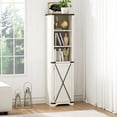 thumbnail image 3 of 5-Tier Tall Narrow Bookshelf, Farmhouse White Bookcase, Storage Cabinet For Home Office, Kitchen, Bathroom, Living Room, 3 of 11