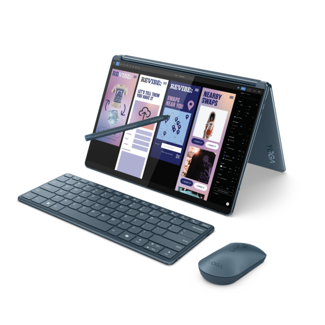 Laptop 2 en 1 Lenovo Yoga Book 9 13IMU9 13.3" OLED Dual Screen 2.8K Táctil | Intel® Core™ Ultra 7 155U | 16GB RAM | 1TB SSD | Windows 11 Home | Tidal Teal - Teclado en Español.