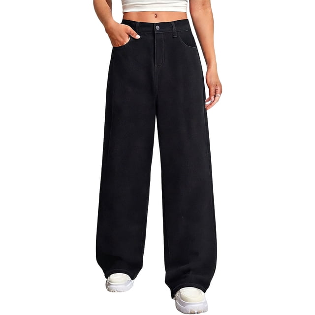 Pantalones de Mujer Traje Casual Denim Color Sólido Bolsillo Trabajo Pantalones de Cintura Portátiles Pantalones Casuales de Mujeres