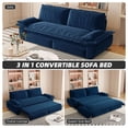 thumbnail image 6 of 73.2" Queen Size Sleeper Sofa Bed, 3-in-1 Modern  Convertible Pull Out Sleeper Sofa with Armrest and Soft Backsupport, Multi-Functional Velvet Loveseat Bed, Blue, 6 of 8