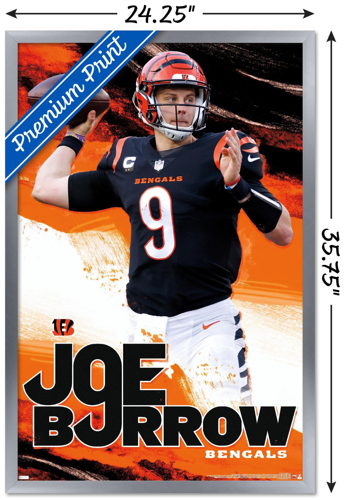 NFL Cincinnati Bengals - Joe Burrow 22 Wall Poster, 22.375" x 34" Framed