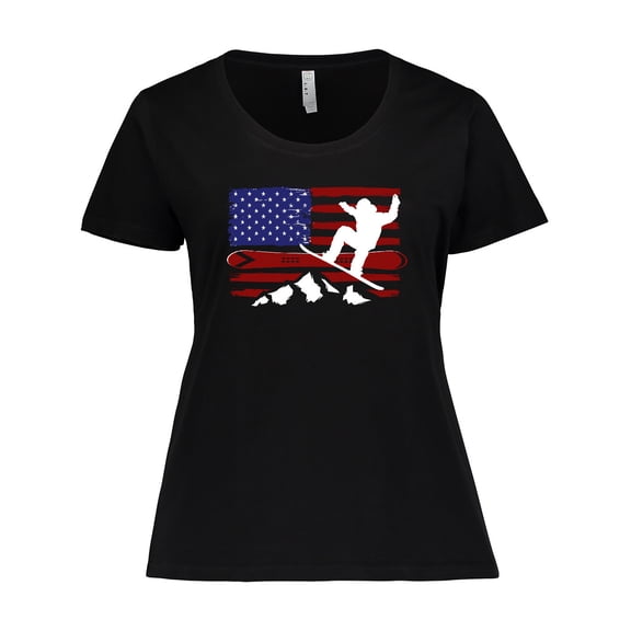Inktastic Snowboarding US Flag Women's Plus Size T-Shirt