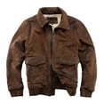 thumbnail image 2 of Chaqueta de piel de vaca de primera capa para hombre, estilo antiguo, informal, elegante, con solapa, estilo A1, de alta gama, 2024, 2 of 5